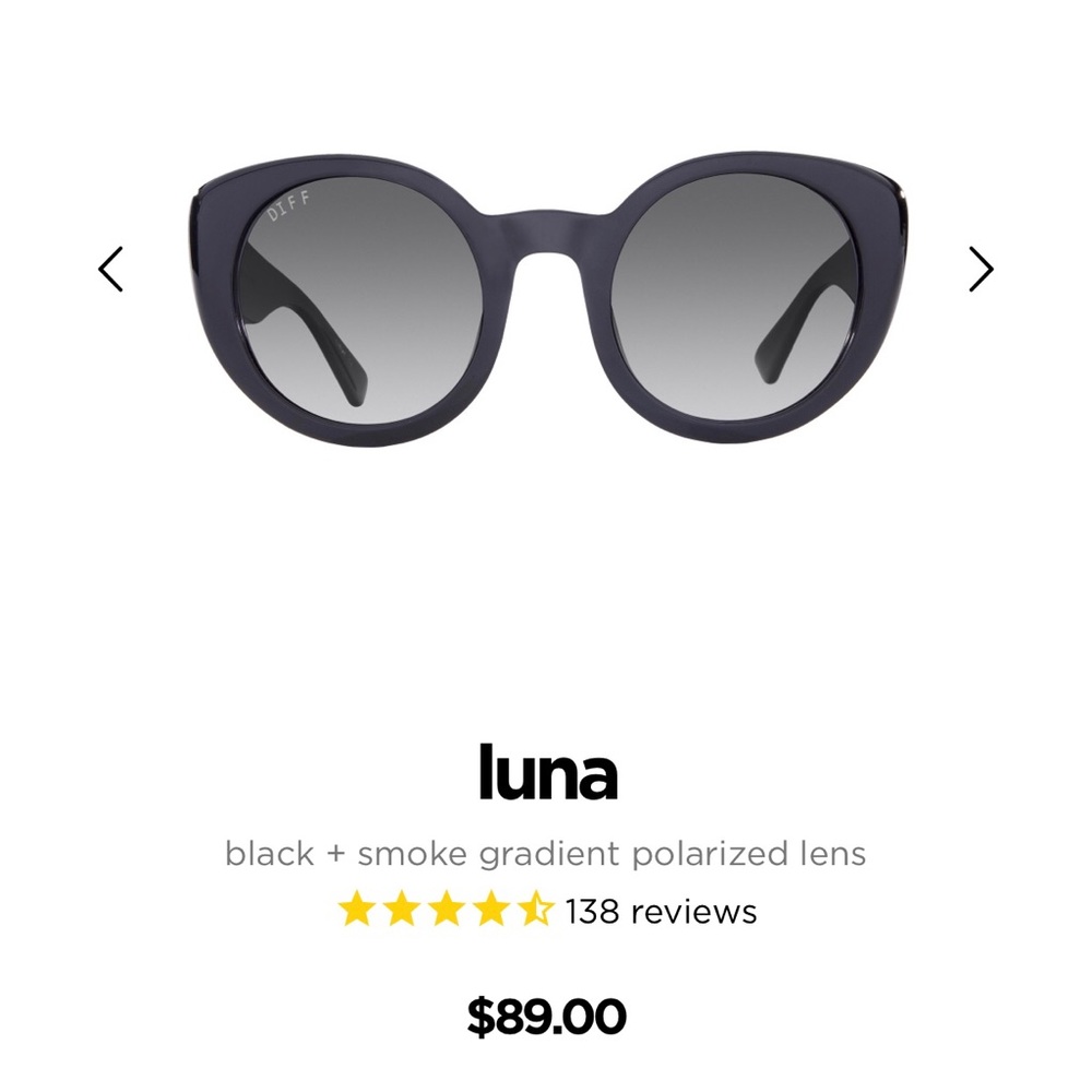 DIFF Sunglasses - Luna black + smoke gradient